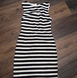 Bar III black and white stripe dress S